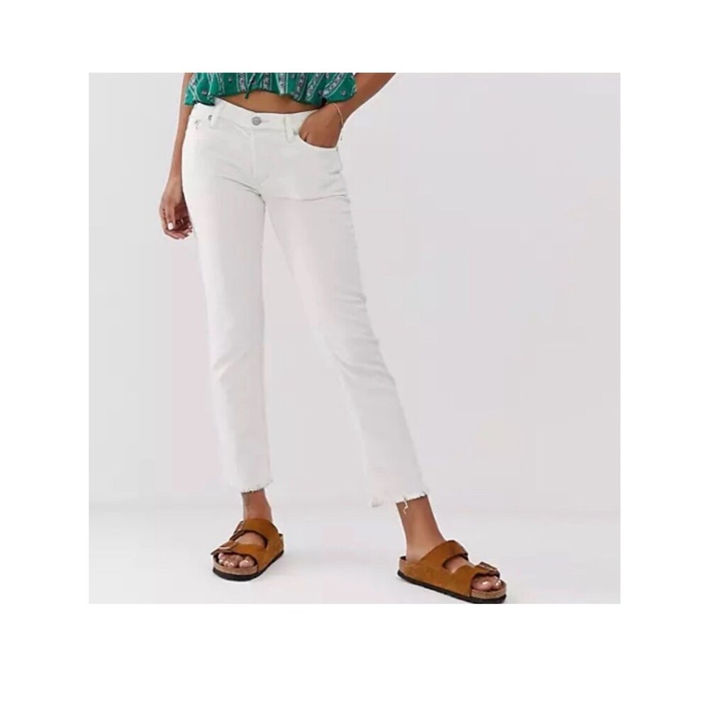 We the free Free People Austen Straight Leg Jeans raw hem  White size 28